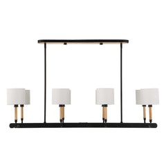 Franconia Black/White/Woodtone 8 Light Pendant - Ornate Home