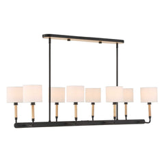 Franconia Black/White/Woodtone 8 Light Pendant - Ornate Home