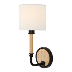 Franconia Black/Woodtone 1 Light Wooden Sconce - Ornate Home