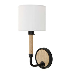 Franconia Black/Woodtone 1 Light Wooden Sconce - Ornate Home