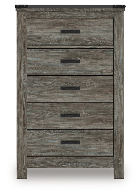 Frandern Gray Five Drawer Chest - Ornate Home