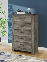 Frandern Gray Five Drawer Chest - Ornate Home