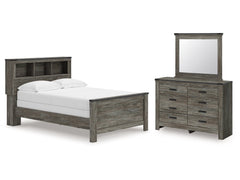 Frandern Gray Full Bookcase Bed, Dresser and Mirror - Ornate Home