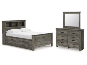 Frandern Gray Full Bookcase Bed with Storage, Dresser and Mirror - Ornate Home