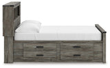 Frandern Gray Full Bookcase Bed with Storage, Dresser and Mirror - Ornate Home