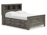 Frandern Gray Full Bookcase Panel Bed with Storage - Ornate Home