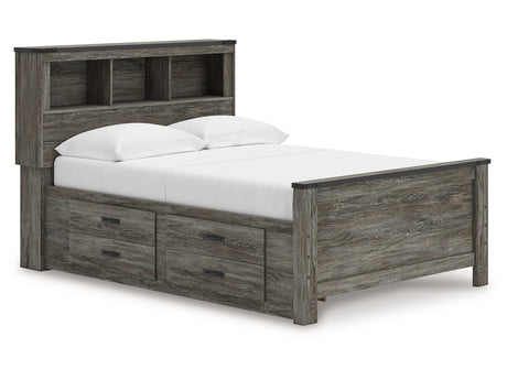 Frandern Gray Full Bookcase Panel Bed with Storage - Ornate Home