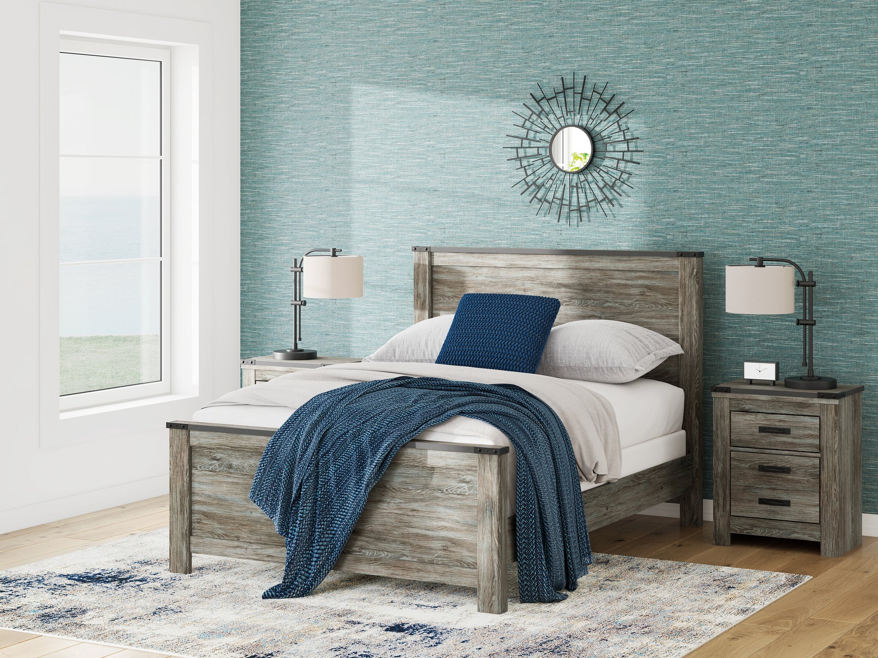Frandern Gray Queen Panel Bed, Dresser and Mirror (Online Special Price) - Ornate Home