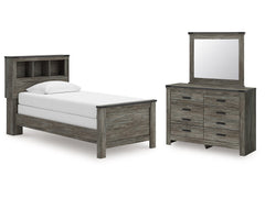 Frandern Gray Twin Bookcase Bed, Dresser and Mirror - Ornate Home