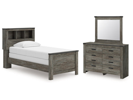 Frandern Gray Twin Bookcase Bed, Dresser and Mirror - Ornate Home