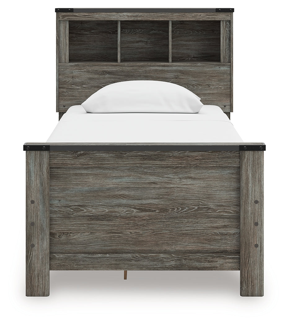 Frandern Gray Twin Bookcase Bed with Storage, Dresser and Mirror (Online Special Price) - Ornate Home