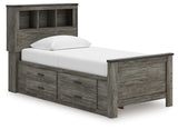 Frandern Gray Twin Bookcase Bed with Storage, Dresser and Mirror (Online Special Price) - Ornate Home