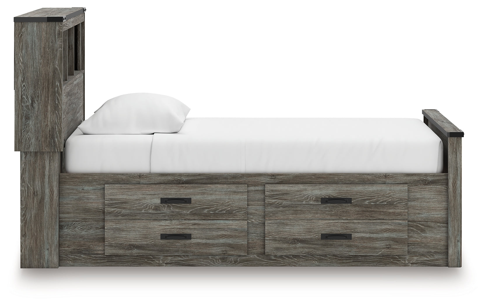 Frandern Gray Twin Bookcase Bed with Storage, Dresser and Mirror (Online Special Price) - Ornate Home