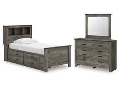 Frandern Gray Twin Bookcase Bed with Storage, Dresser and Mirror - Ornate Home