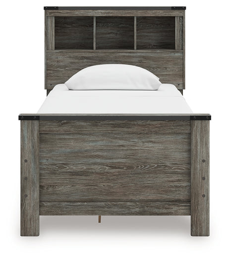 Frandern Gray Twin Bookcase Bed with Storage, Dresser and Mirror - Ornate Home