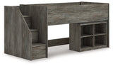 Frandern Gray Twin Loft Bed with Bookcase Storage (Online Special Price) - Ornate Home