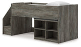 Frandern Gray Twin Loft Bed with Bookcase Storage (Online Special Price) - Ornate Home