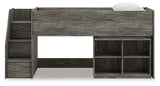 Frandern Gray Twin Loft Bed with Bookcase Storage (Online Special Price) - Ornate Home