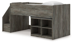 Frandern Gray Twin Loft Bed with Bookcase Storage - Ornate Home