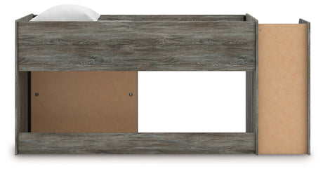 Frandern Gray Twin Loft Bed with Bookcase Storage - Ornate Home