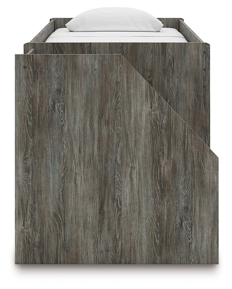 Frandern Gray Twin Loft Bed with Bookcase Storage - Ornate Home