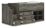 Frandern Gray Twin Loft Bed with Bookcase and Drawer Storage (Online Special Price) - Ornate Home