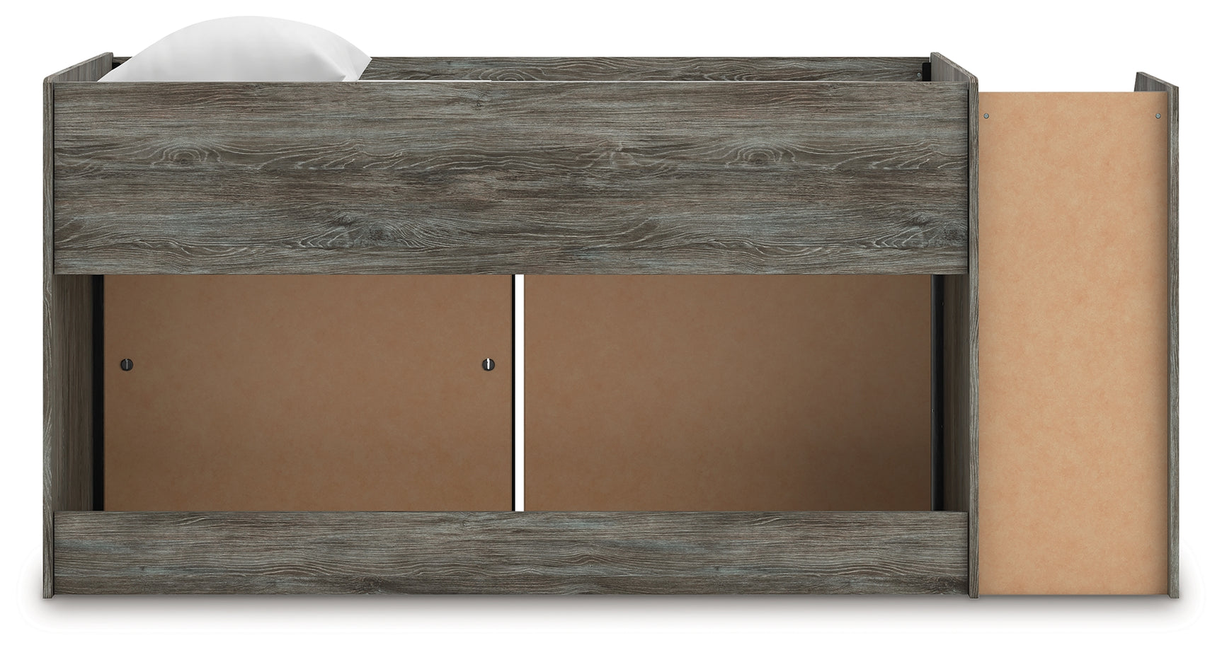 Frandern Gray Twin Loft Bed with Bookcase and Drawer Storage - Ornate Home