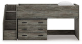 Frandern Gray Twin Loft Bed with Drawer Storage (Online Special Price) - Ornate Home