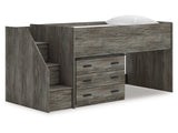 Frandern Gray Twin Loft Bed with Drawer Storage - Ornate Home
