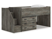 Frandern Gray Twin Loft Bed with Drawer Storage - Ornate Home