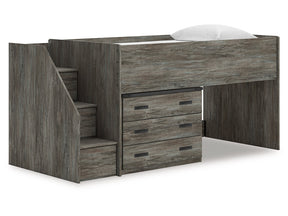 Frandern Gray Twin Loft Bed with Drawer Storage - Ornate Home