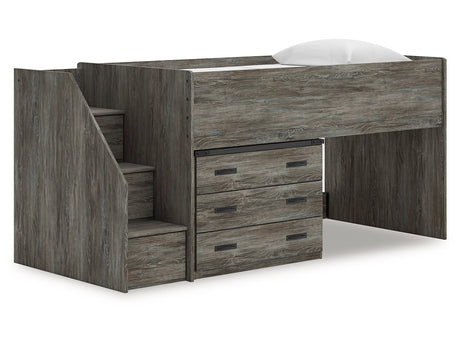 Frandern Gray Twin Loft Bed with Drawer Storage - Ornate Home