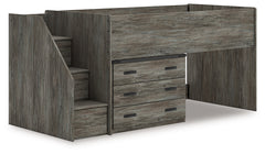 Frandern Gray Twin Loft Bed with Drawer Storage - Ornate Home