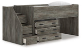Frandern Gray Twin Loft Bed with Drawer Storage - Ornate Home