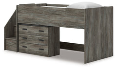 Frandern Gray Twin Loft Bed with Drawer Storage - Ornate Home