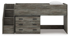 Frandern Gray Twin Loft Bed with Drawer Storage - Ornate Home