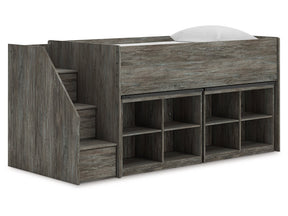Frandern Warm Gray Twin Loft Bed with Bookcase Storage (Online Special Price) - Ornate Home