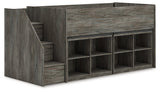 Frandern Warm Gray Twin Loft Bed with Bookcase Storage (Online Special Price) - Ornate Home