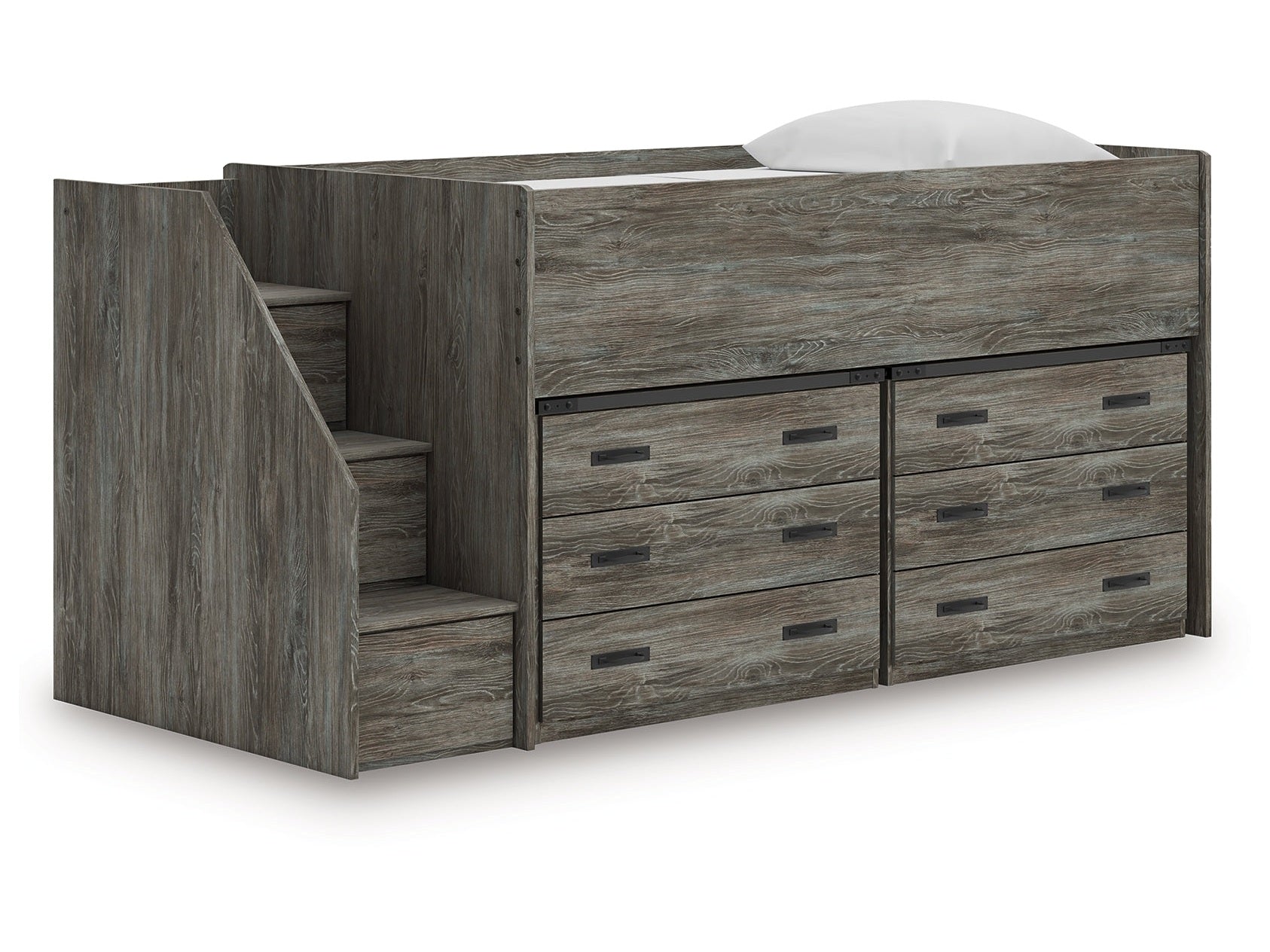 Frandern Warm Gray Twin Loft Bed with Drawer Storage (Online Special Price) - Ornate Home