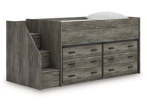 Frandern Warm Gray Twin Loft Bed with Drawer Storage (Online Special Price) - Ornate Home