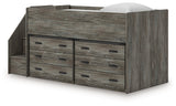 Frandern Warm Gray Twin Loft Bed with Drawer Storage (Online Special Price) - Ornate Home