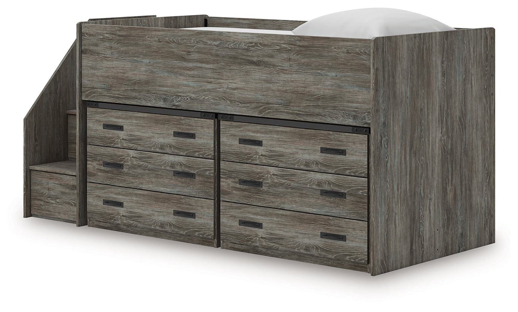 Frandern Warm Gray Twin Loft Bed with Drawer Storage (Online Special Price) - Ornate Home