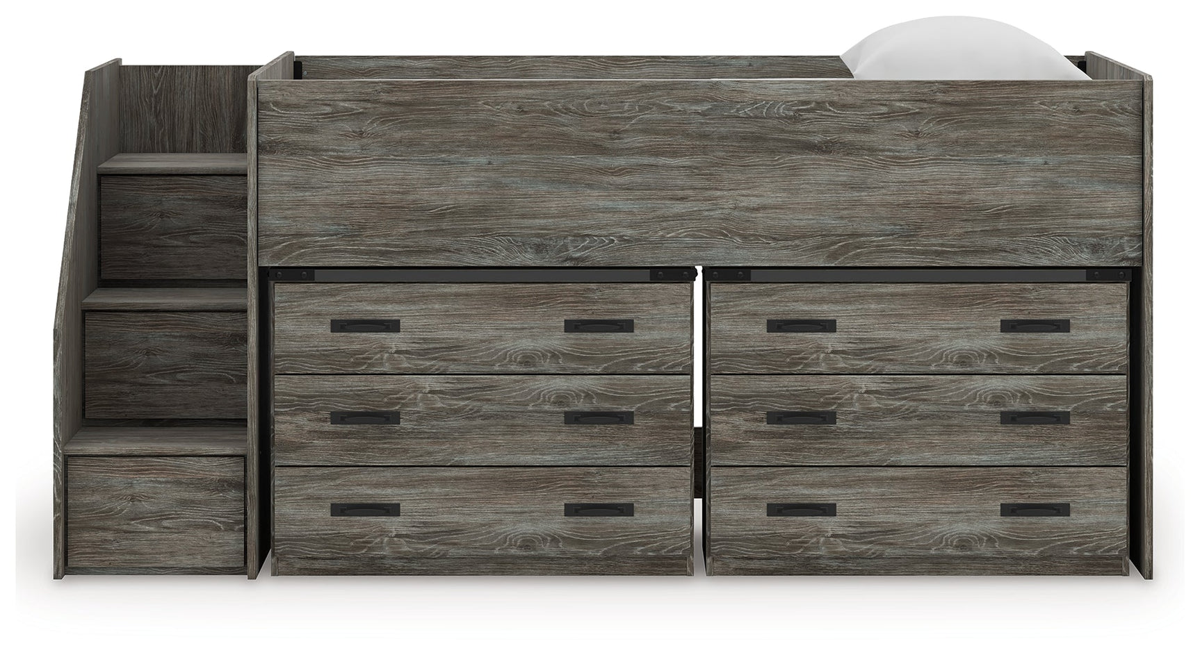 Frandern Warm Gray Twin Loft Bed with Drawer Storage (Online Special Price) - Ornate Home