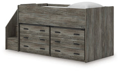 Frandern Warm Gray Twin Loft Bed with Drawer Storage - Ornate Home
