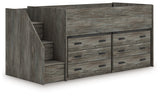 Frandern Warm Gray Twin Loft Bed with Drawer Storage - Ornate Home