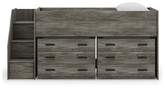 Frandern Warm Gray Twin Loft Bed with Drawer Storage - Ornate Home