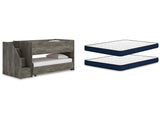 Frandern Warm Gray Twin Over Twin Loft Bed and Mattresses - Ornate Home