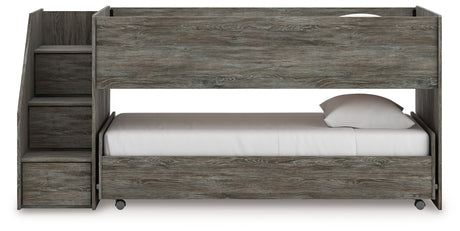 Frandern Warm Gray Twin Over Twin Loft Bed and Mattresses - Ornate Home