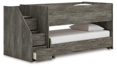 Frandern Warm Gray Twin Over Twin Loft Bed and Mattresses - Ornate Home