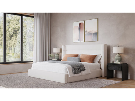 Frank Upholstered California King Wingback Platform Bed in Cottage Cheese Boucle - Ornate Home